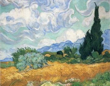 Campo de trigo con ciprés Vincent van Gogh Pinturas al óleo